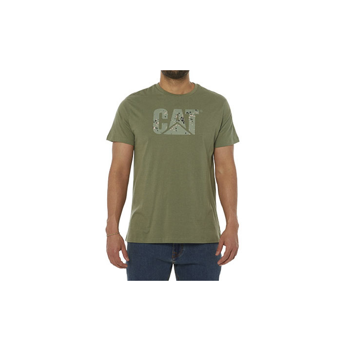 Caterpillar Men's Earth Cat Fill T-Shirts Green CAT-61708